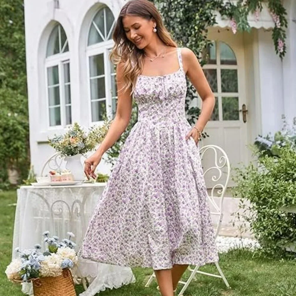 Scarlet Darkness Floral Corset Dress Green Purple Cami Small - Picture 14 of 14